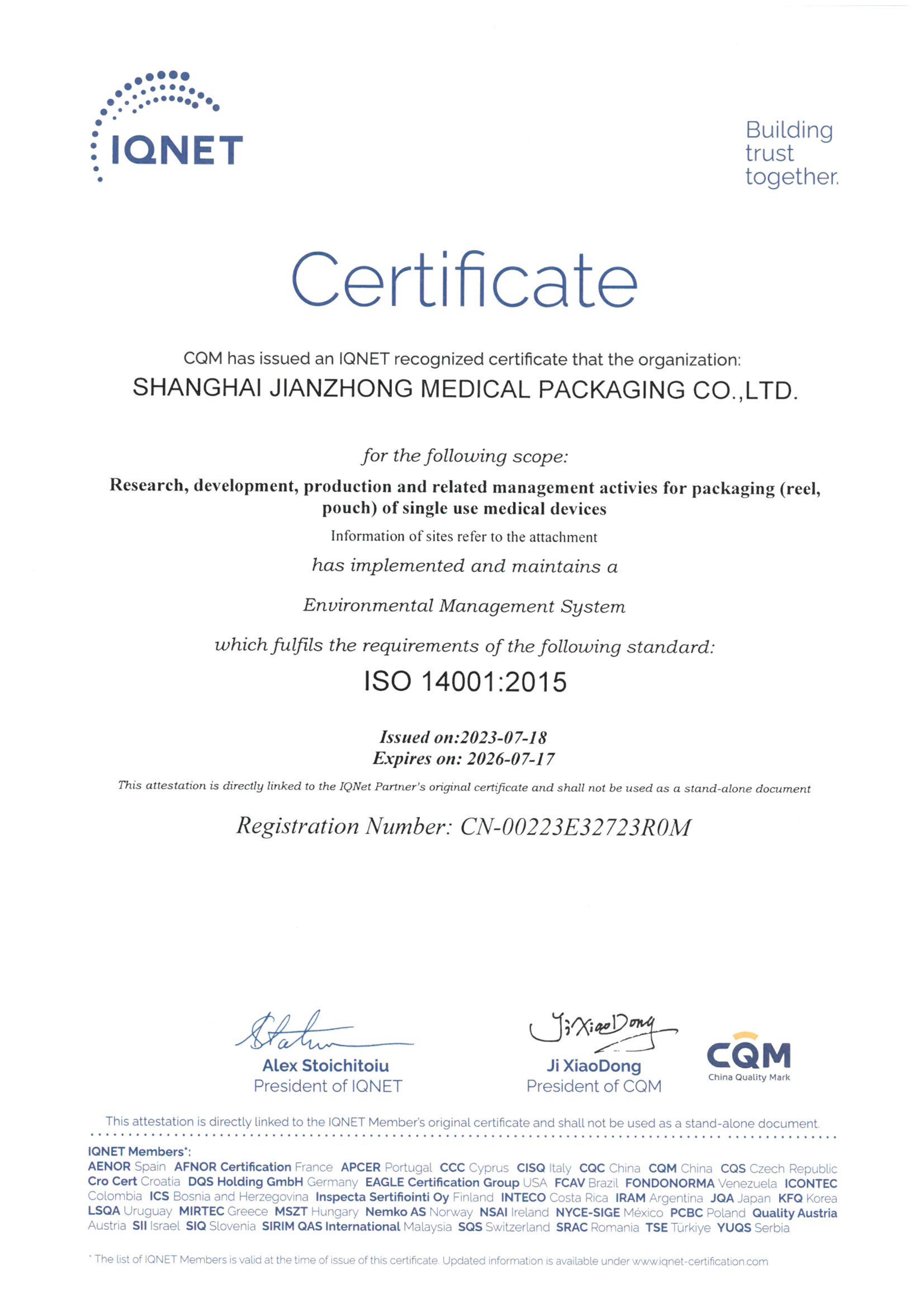IQNet Certificate